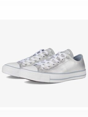 Converse Glitter Silver Lace-Up Sneakers Metallic Granite White A05433F